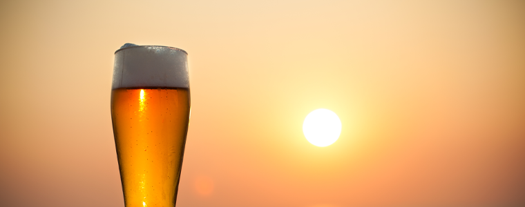 nicely poured beer on beach