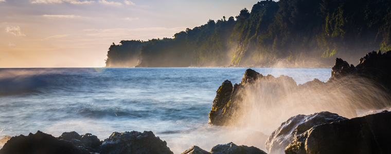 water crashing lava coast