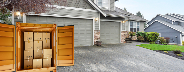 Container in front of a house